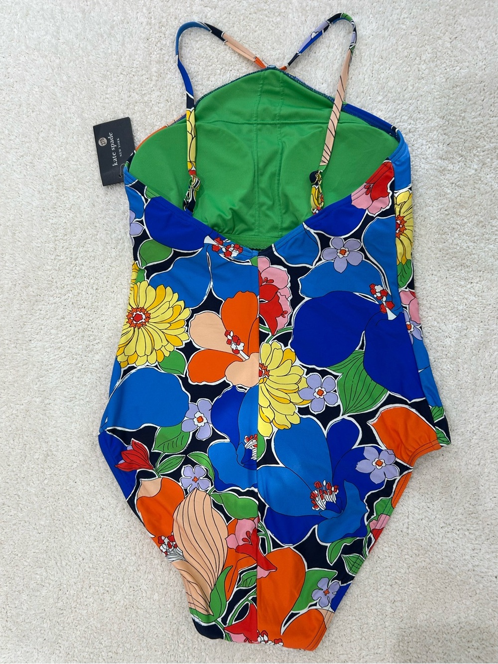 Kate Spade 60’s 70’s Retro Mod Floral High Neck One Piece Swimsuit Size S NWT - Picture 4 of 9